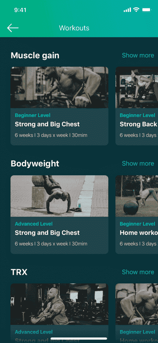 Wellness App workouts