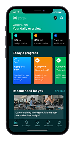 wellness app homepage